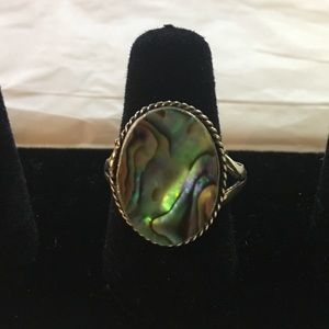 Genuine Abalone handcrafted ring Boho chic sz 8.5